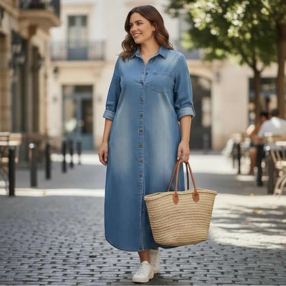 unbranded Dresses & Skirts - UNBRANDED Cute washed out denim blue tunic dress sz 1X 2X 3X